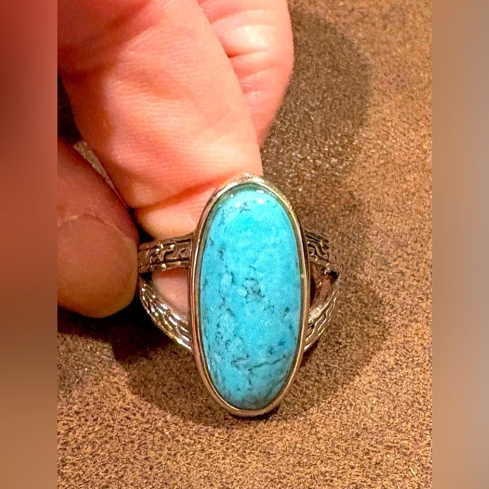 Fashion turquoise silver tone Women’s Ring Size 9
